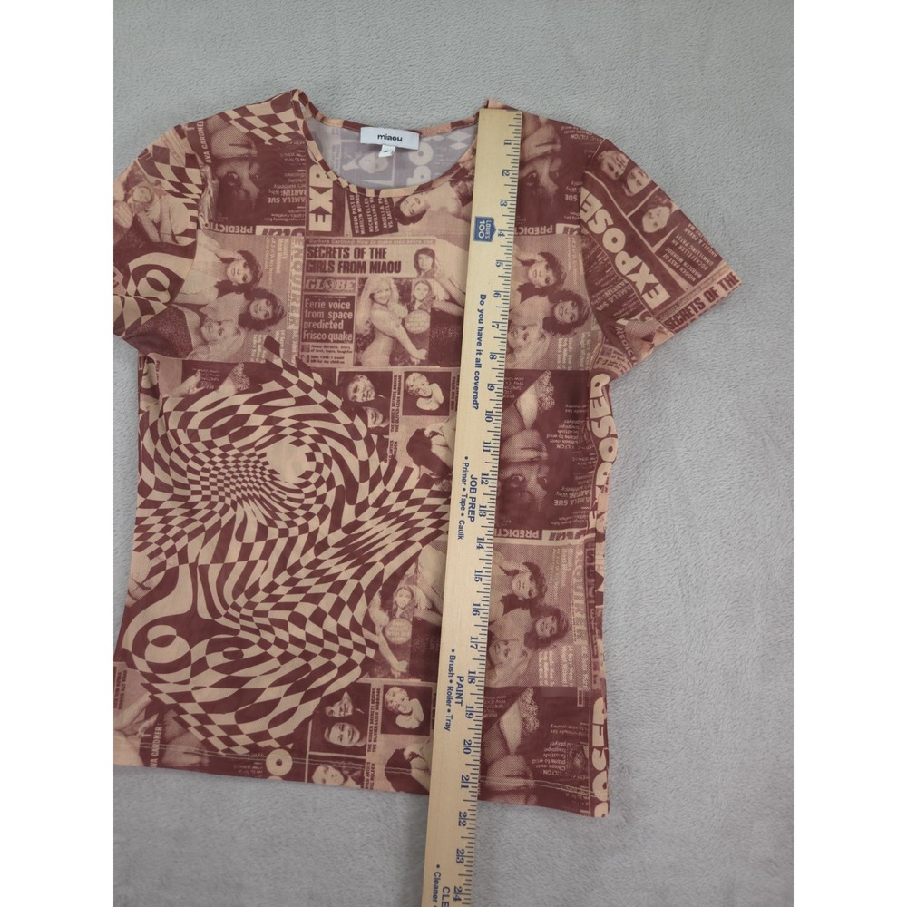 Miaou Mini Mesh Tee in Wanted Vintage Red Shirt Size Small - Picture 7 of 10